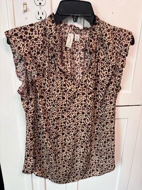 Floral V-Neck Sleeveless Blouse - Size Small